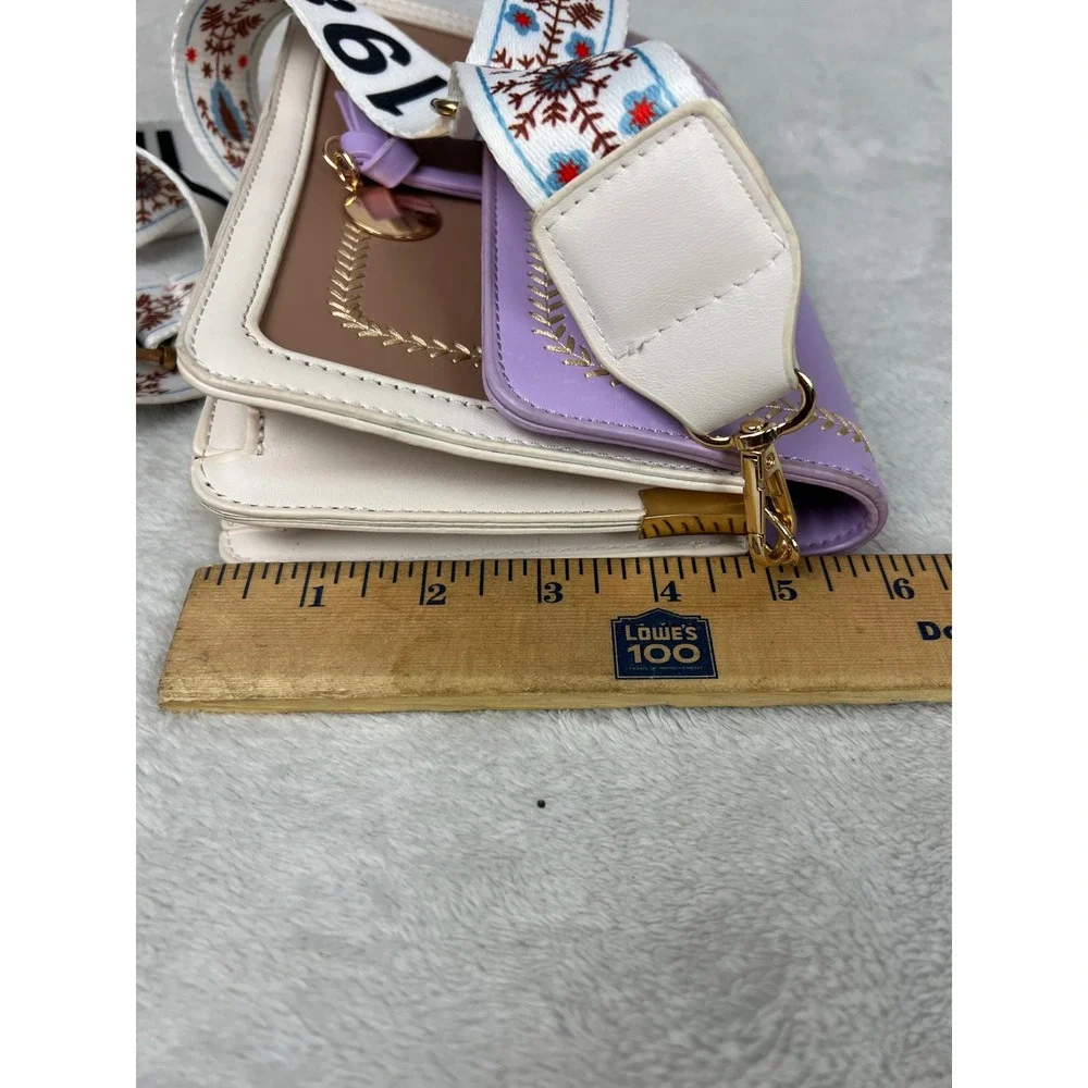 HBMM Monogram Heart Crown Satchel Handbag White Purple Gold Crossbody Bag